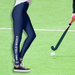 Legging Coloração da Escola Monograma da Equipe do Esporte<br><div class="desc">Sua equipe de hóquei vai adorar essas leggings legal com o nome da sua equipe correndo ao longo das duas pernas. Você também pode adicionar um monograma na parte inferior - logo acima do tornozelo (ou apagar). Altere a cor de fundo para corresponder às cores da sua escola, basta clicar...</div>