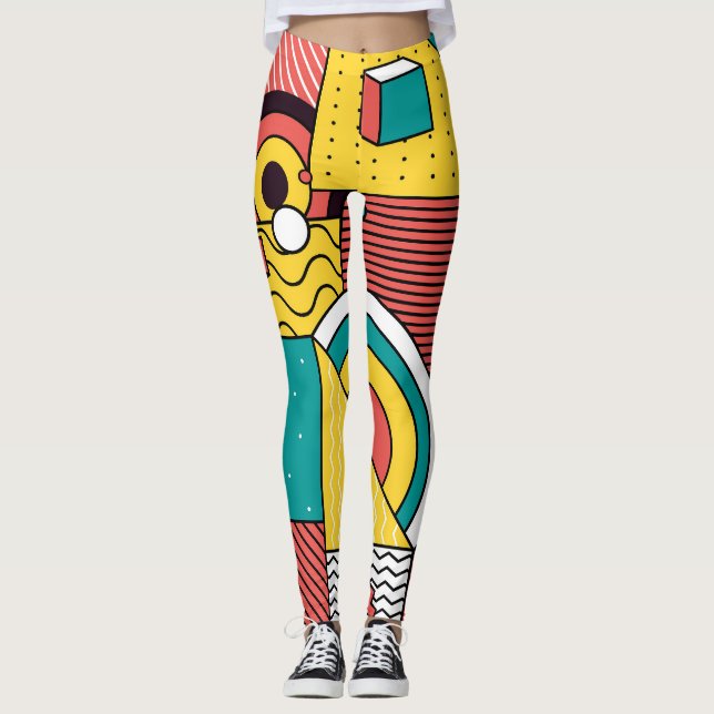 Legging Coloração geométrica: padrão abstrato. (Frente)