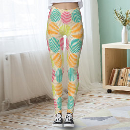 Legging Colorful Geometric Abstract Circles On Cream