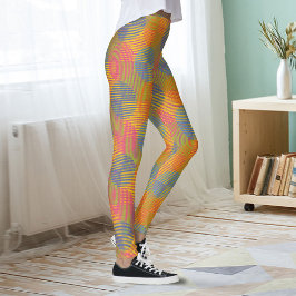 Legging Colorful Geometric Abstract Circles On Yellow