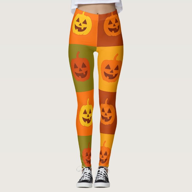 Legging Colorful Halloween Pumpkin Grid (Frente)