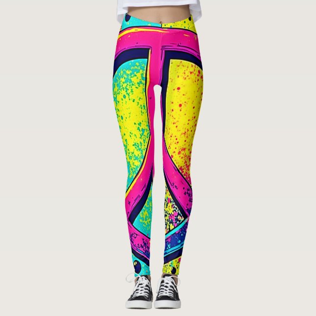 Legging Colorful Retro Peace Sign (Frente)