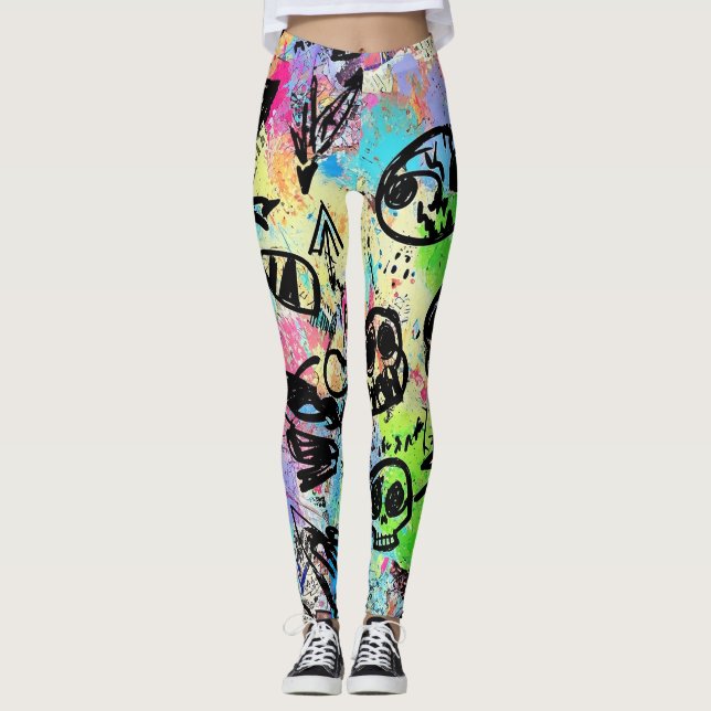 Legging Colorful Urban Graffiti Pattern (1) (Frente)