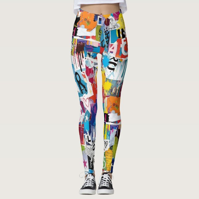 Legging Colorful Urban Graffiti Pattern (8) (Frente)