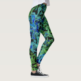 Legging Colorida Caleidoscópio Azul Abstrato