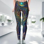 Legging Colorida Estilo Moderno Pavão Único<br><div class="desc">Quer você vá a um treino noturno casual, ou a uma sessão de tarde mais intensa, estas leggings de padrões de pavão serão o companheiro perfeito. Criadas com uma tartaruga branca e esverdeada detalhada, e lavadas em design de classe de exercícios de tendências coloridas, estas leggings certamente fazem uma declaração....</div>