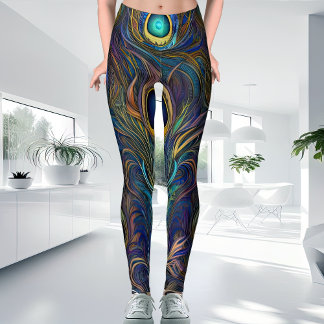 Legging Colorida Estilo Moderno Pavão Único