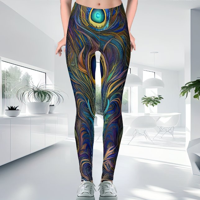 Legging Colorida Estilo Moderno Pavão Único (Criador carregado)