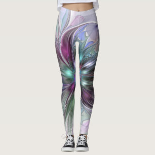 Legging Colorida Fantasy Abstrato Moderna Flor Fractal