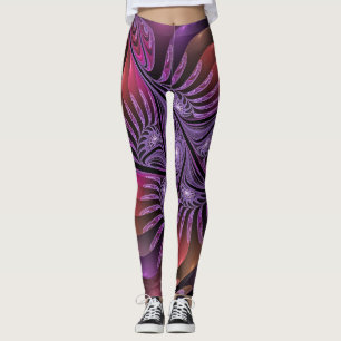 Legging Colorida Fantasy Abstrato Moderna Roxo Fractal