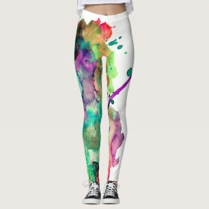 Legging Colorida, Louca, Trendy, Abstrato de Negra