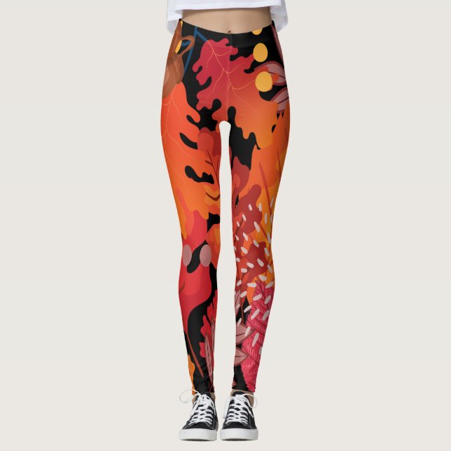 Legging Colorida Meadley de Folhas (Frente)