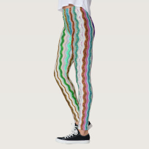 Legging Colorido de listras onduladas semelhantes a snakes