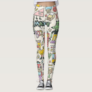Legging Colorido de volta aos rabiscos da escola