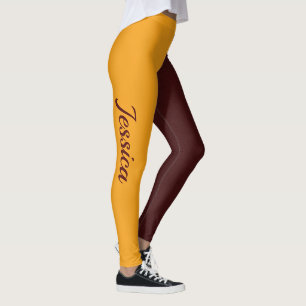 Legging Colorido Escolar Marrom e Cheerleader Dourado