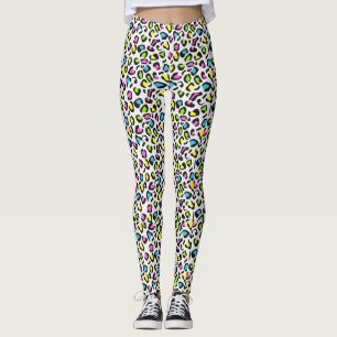 Legging Colorido Impressão Cheetah dos anos 80