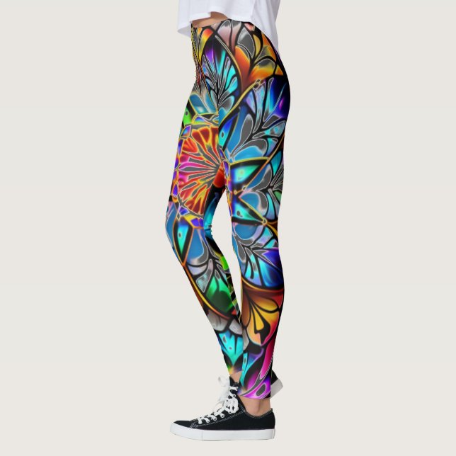 Legging Colorido Mandala, Psicodélico Mandala, Geométrico (Esquerda)
