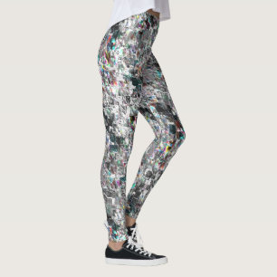 Legging Coloridos parecem recortes de dvd quadrados, mosai