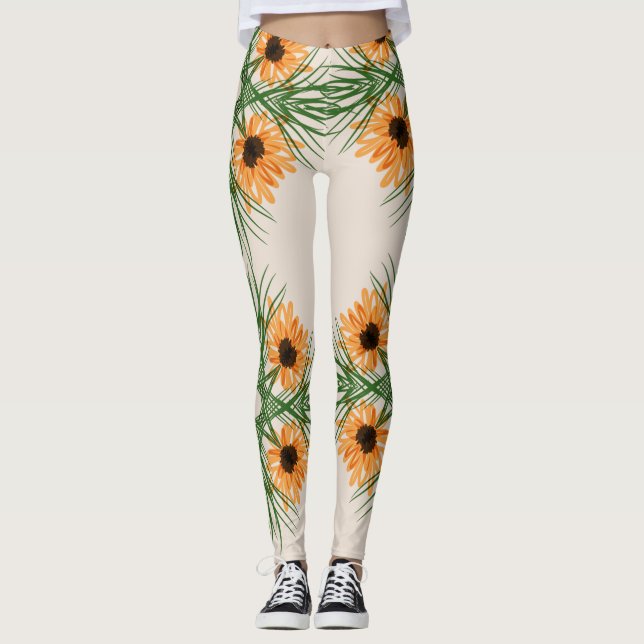 Legging com Estampa Botânica de Girassol Yoga (Frente)