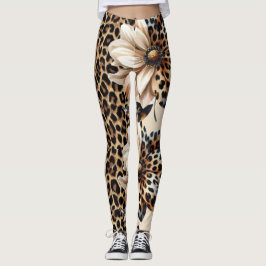 Legging com Estampa de Leopardo e Detalhe de Giras