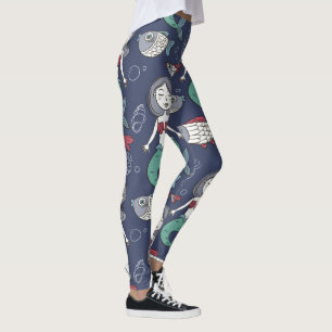 legging com estampa de sereia fofa