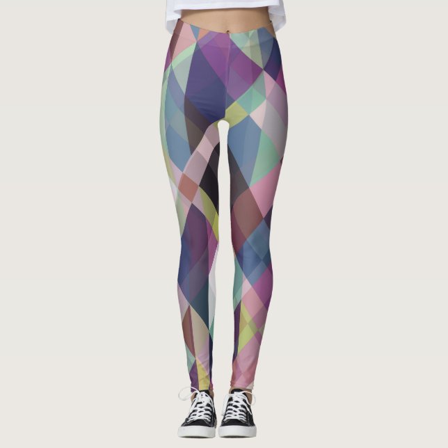 legging com estampa de tons escuros geométricos (Frente)