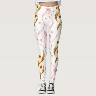 legging com laços e fitas rosa