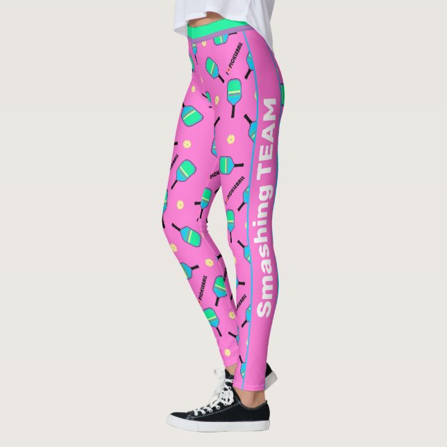 Legging Com massa de texto, adoro Pickleball rosa (Esquerda)