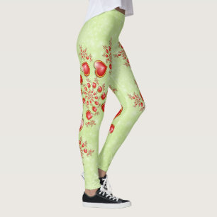 Legging Com muito amor Corações Amarelos Vermelhos Arte Fr