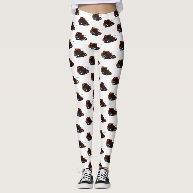Legging com Padrão de Borboleta Almirante Vermelho (Frente)