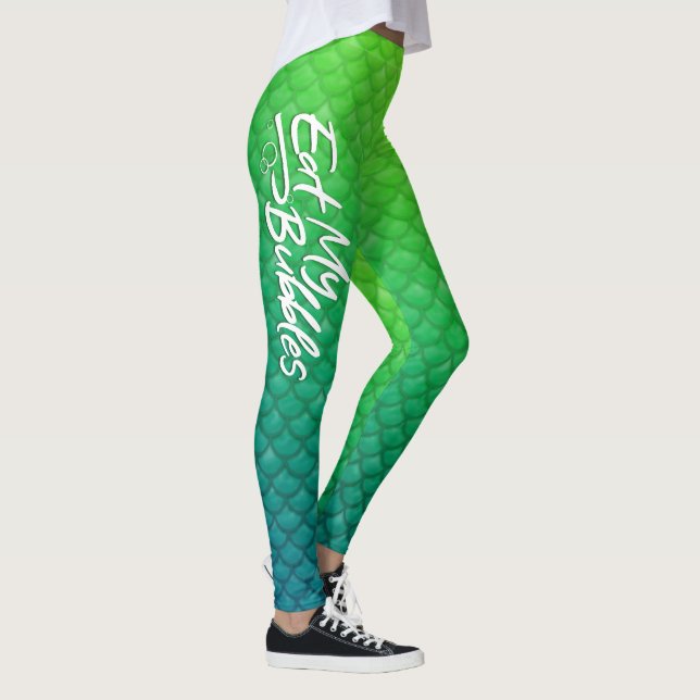 Legging "Coma as minhas bolhas" Verde/Teal dimensiona a vi (Direita)