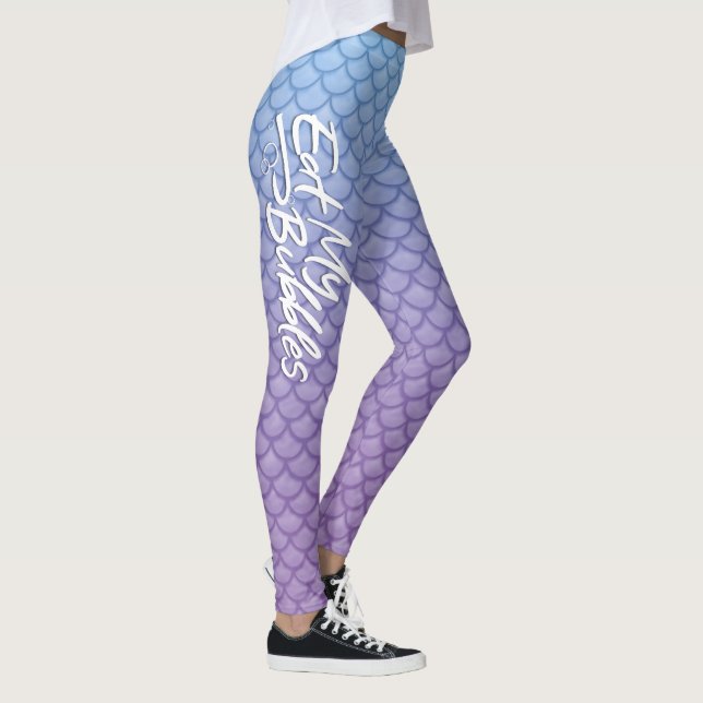 Legging "Coma minhas bolhas" Azul/Roxo dimensiona a vida N (Direita)