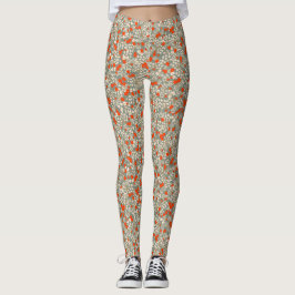 Legging Comfy Yoga, flores vermelhas e verdes