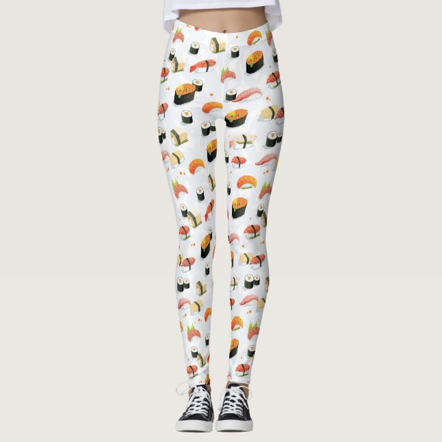 Legging Comida japonesa: Teste padrão do sushi (Frente)