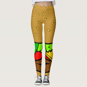 Legging comida rápida do hambúrguer cheeseburger