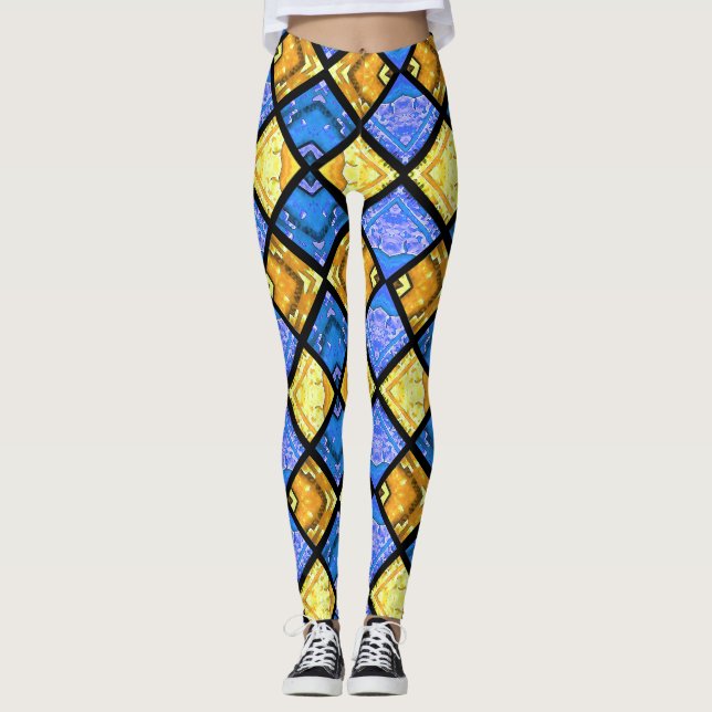 Legging Commedia dell'Arte Harlequin Azul e Dourado (Frente)