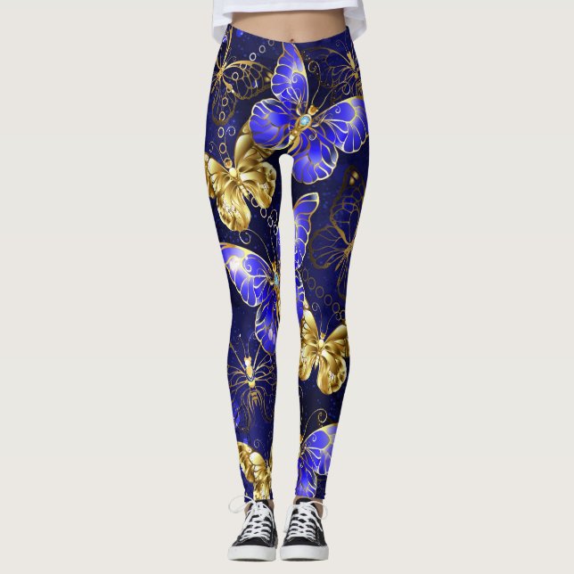 Legging Composição com borboletas de safira (Frente)