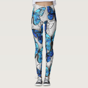 Legging Composição de Borboletas Brancas e Azuis
