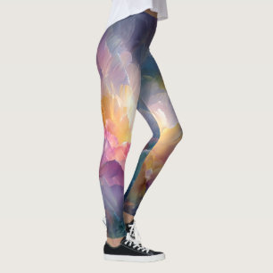 Legging Composição floral pastel abstrata brilhante