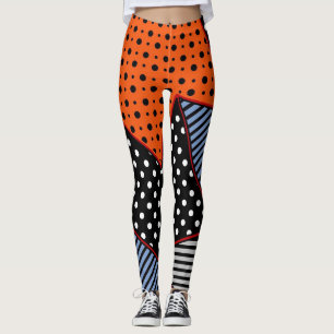 Legging Composição Geométrica abstrato: Padrão Azul Laranj