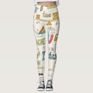 Legging Conceitos de física, estilo vintage desenhado à mã