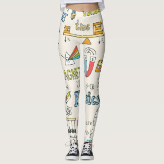 Legging Conceitos de física, estilo vintage desenhado à mã