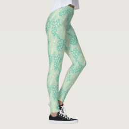 Legging Conchas do Oceano Ondas Marinhas Padrão Vintage Ab