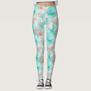 Legging Conchas e Ondas do Oceano Padrão (9)