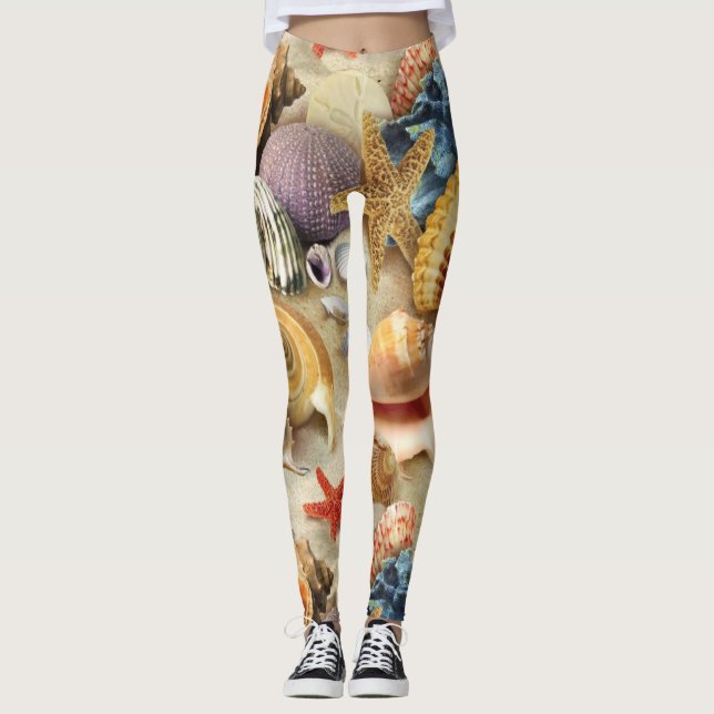 Legging Conchas marítimas na praia (Frente)