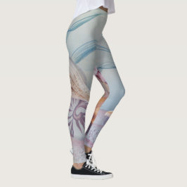 Legging Conchas nas legendas de impressão personalizadas