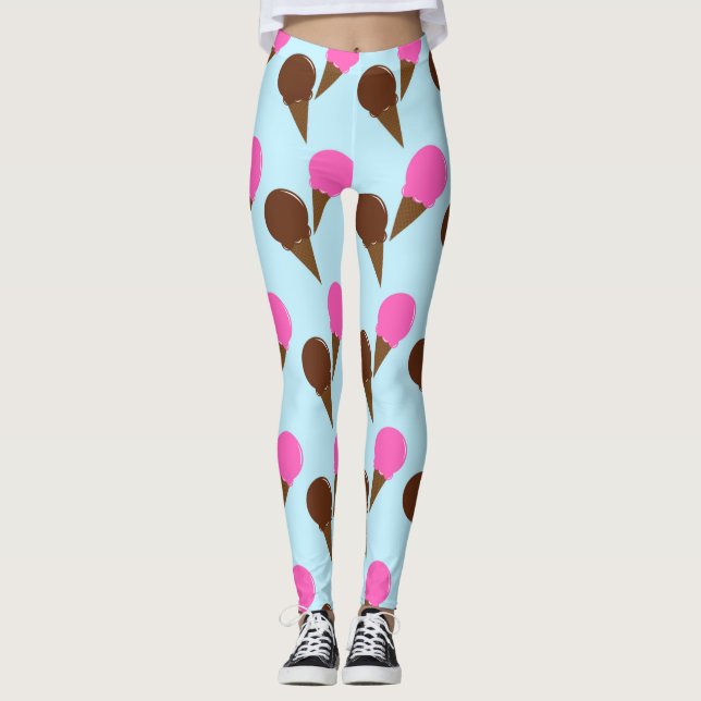 Legging Cones de Sorvete de Chocolate e Morango Blue Loung (Frente)