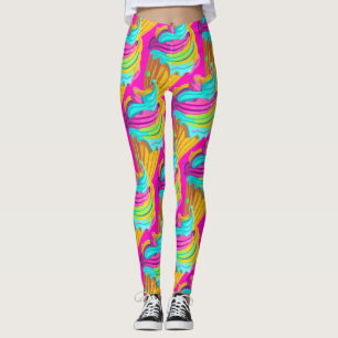 Legging Cones de Sorvete Rosa Neon Colorido Feminino