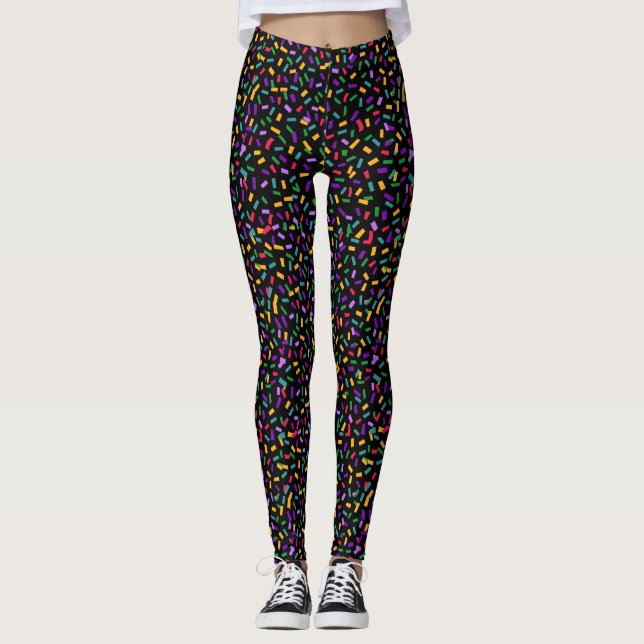 Legging confete de cor moldada em gras-mardi pretas (Frente)