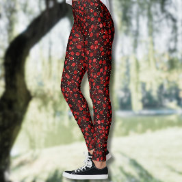 Legging Confete Vermelho Elegante no Estilo Brilho Preto